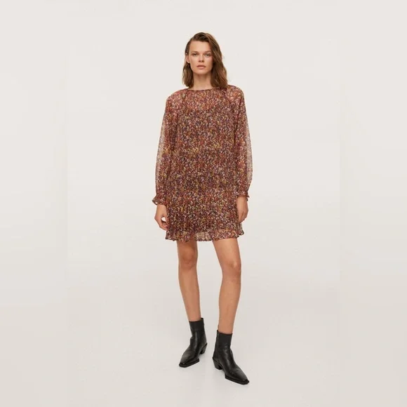 Black Tape Floral Pleated Mini Dress Size Extra Large - Picture 5 of 11